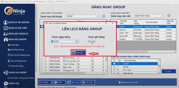 lập lịch đăng bài lên group