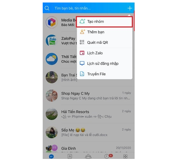 cách tạo nhóm zalo trên điện thoại