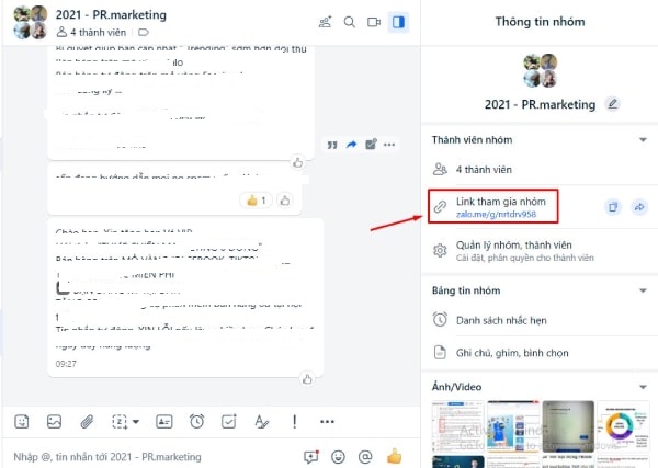 cách get link zalo group
