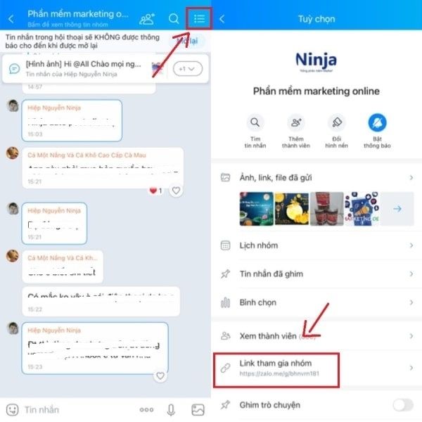 cách get link zalo group