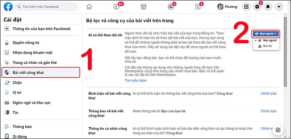 Cho phép mọi người theo dõi Facebook của bạn