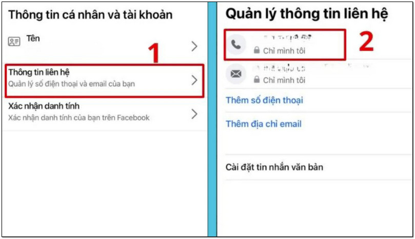 Vào thông tin liên hệ