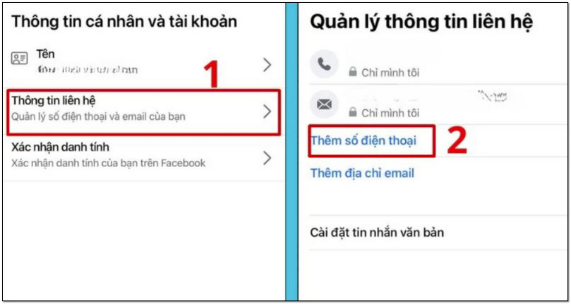 Nhấn thêm số điện thoại để đổi số mới