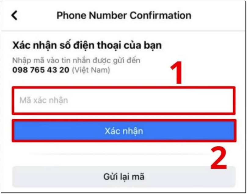 Xác minh qua mã xác nhận để hoàn tất quy trình