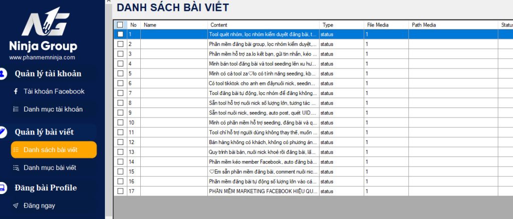 Tạo bài viết và chọn tài khoản đăng bài profile facebook