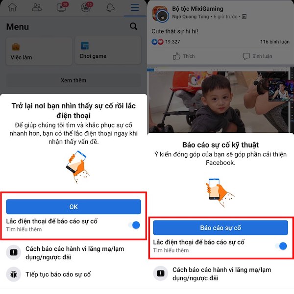 Tiến hành báo cáo sự cố với Facebook