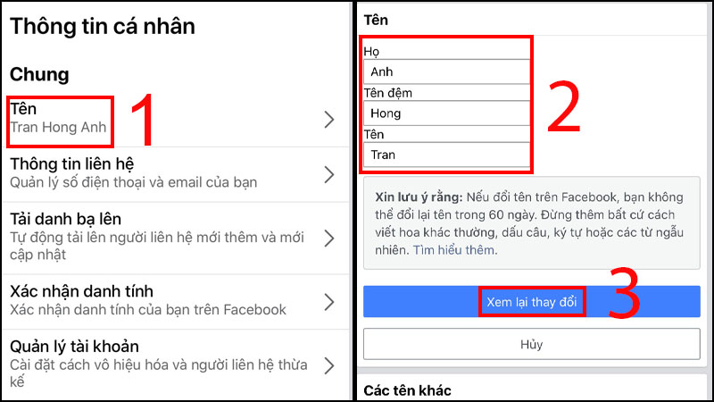 Hướng dẫn thay đổi tên người dùng facebook trên điện thoại Android