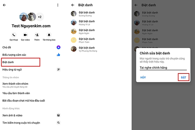 Đặt biệt danh cho thành viên trong nhóm Messenger