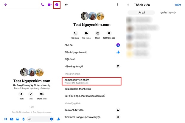 Xem thành viên, admin nhóm Messenger