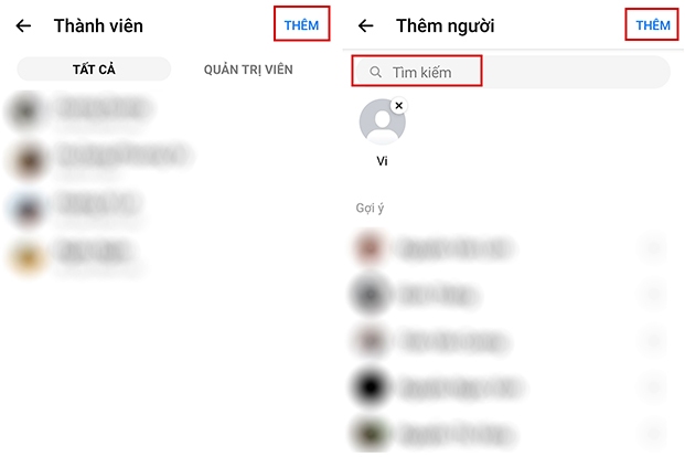 Thêm thành viên khi tạo nhóm Messenger 2024