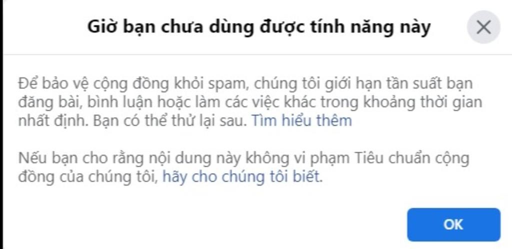 Bị giới hạn tần suất đăng bài trên facebook trong bao lâu?