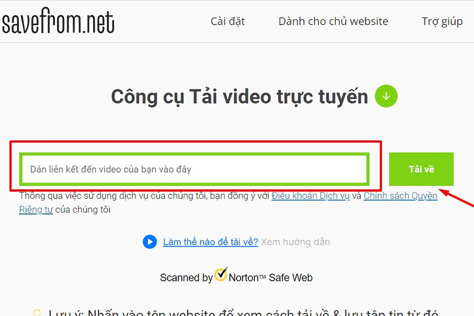 Tải video qua Savefrom